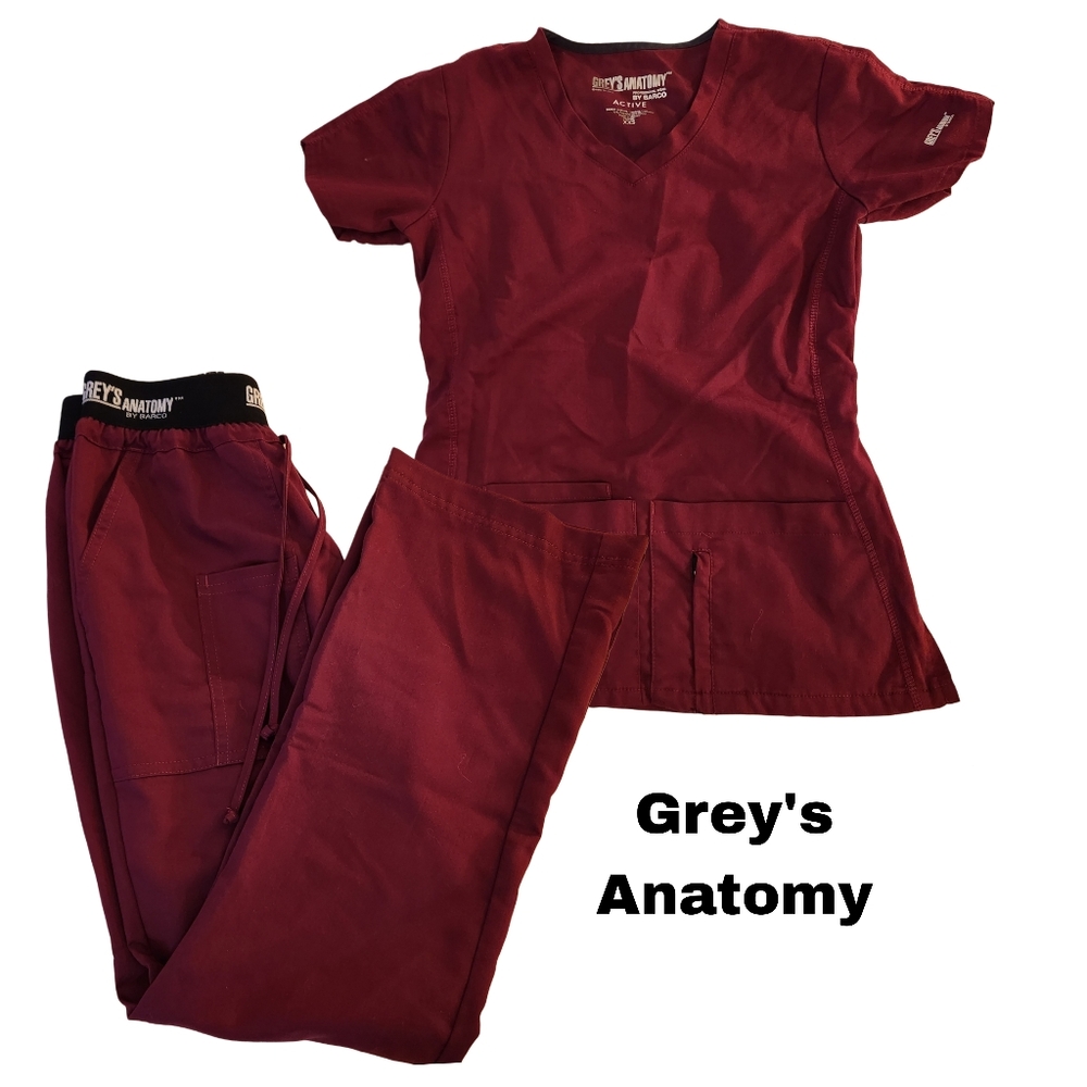Grey's Anatomy Maroon Medical Scrubs Uniform Xxsmall